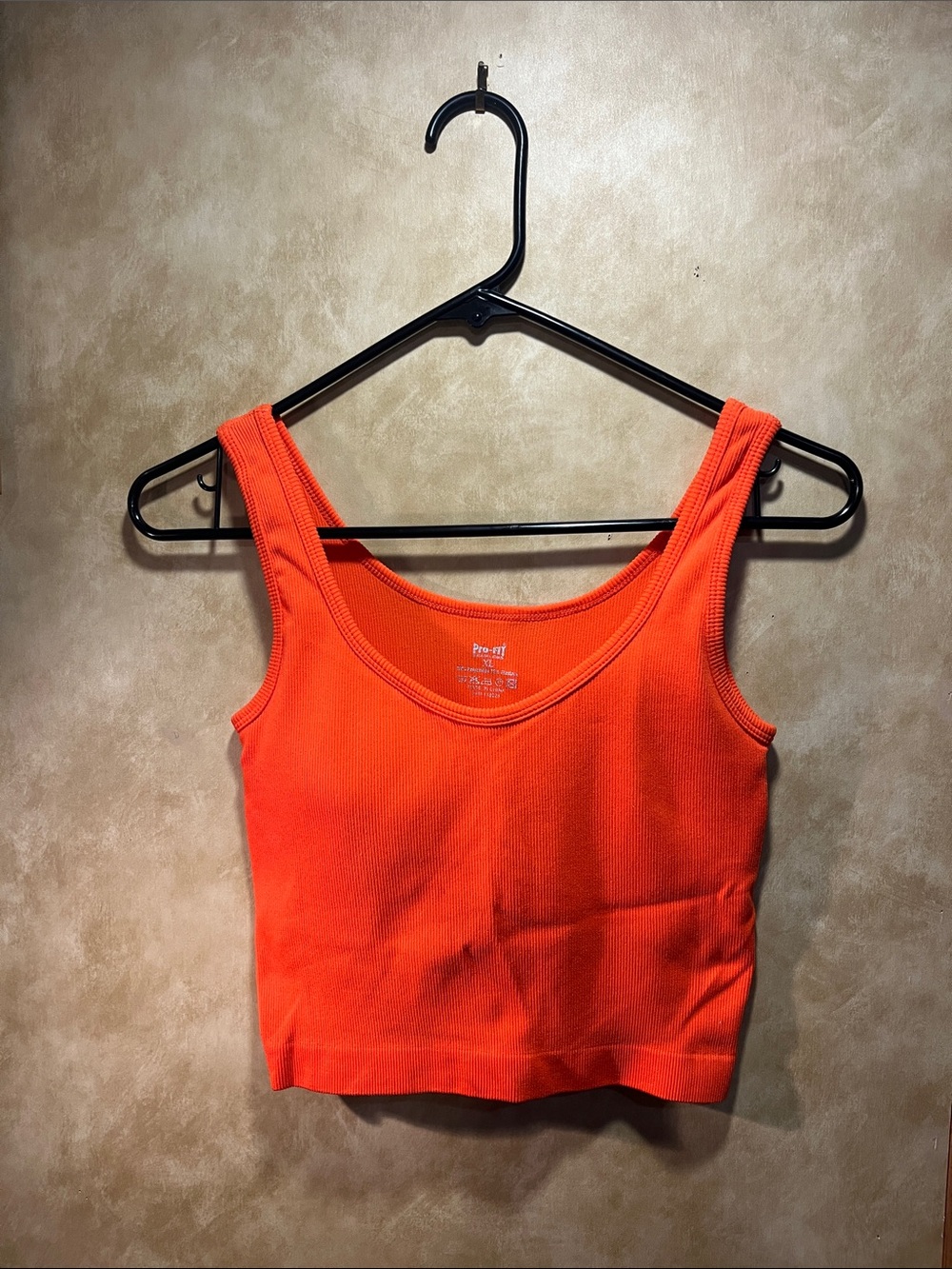Pro:V1 Orange Ribbed Scoop Crop Tank